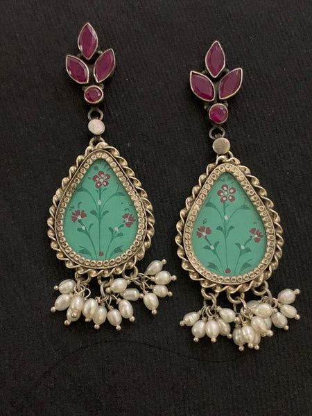 Handpainted Silver Earrings