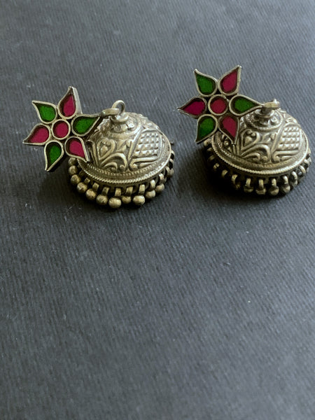 Silver Glass Top Jhumka