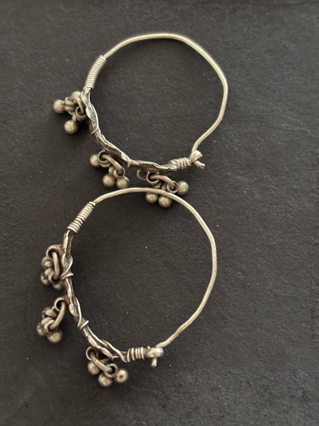 Vintage Silver Flower Hoops