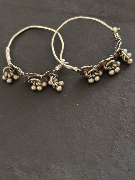 Vintage Silver Flower Hoops