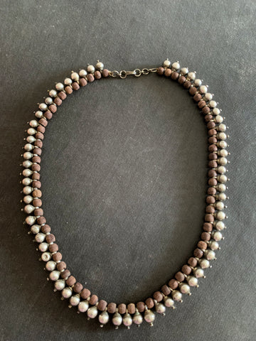 Vintage Tulasi and Silver Bead Necklace