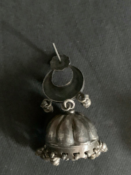 Crescent Top Silver Jhumka