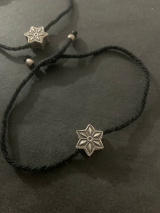 Silver Star Black Cord Anklet