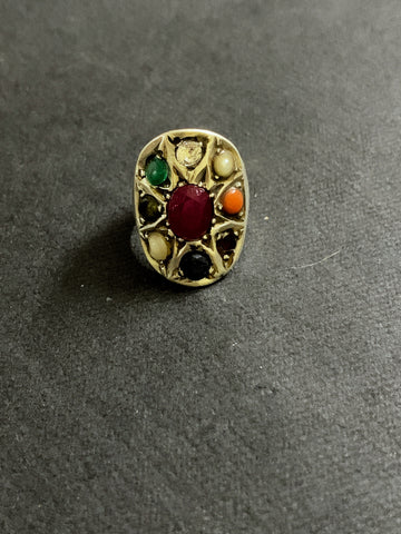 Oval Navarathna Finger ring